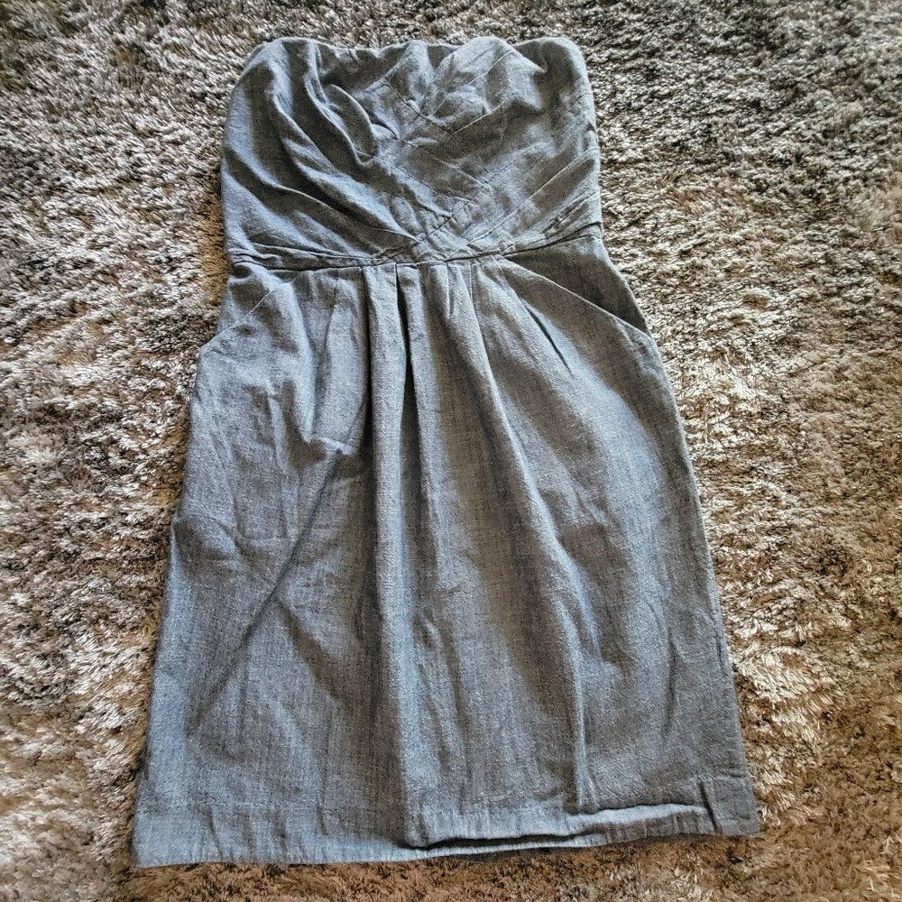 Women's French Connection Strapless Denim Look Dress Midi Size 8